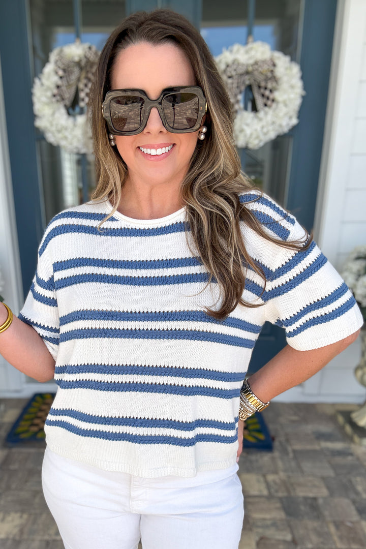 Z Supply: Prado Stripe Sweater Tee - Lake Blue