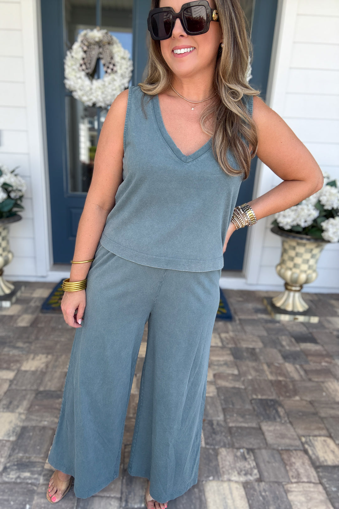Z Supply: Scout Jersey Crop Flare Pant - Emerald Cove