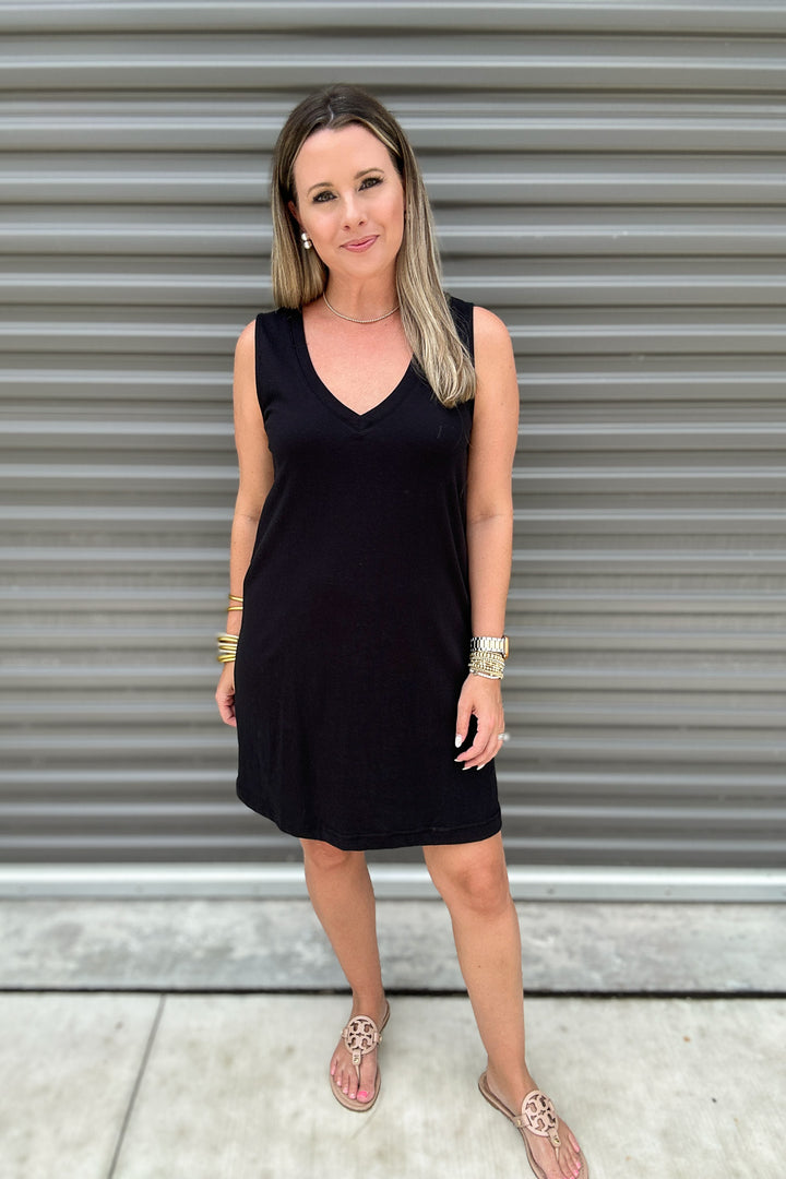 Z Supply: Sloane V-Neck Mini Dress - Very Black