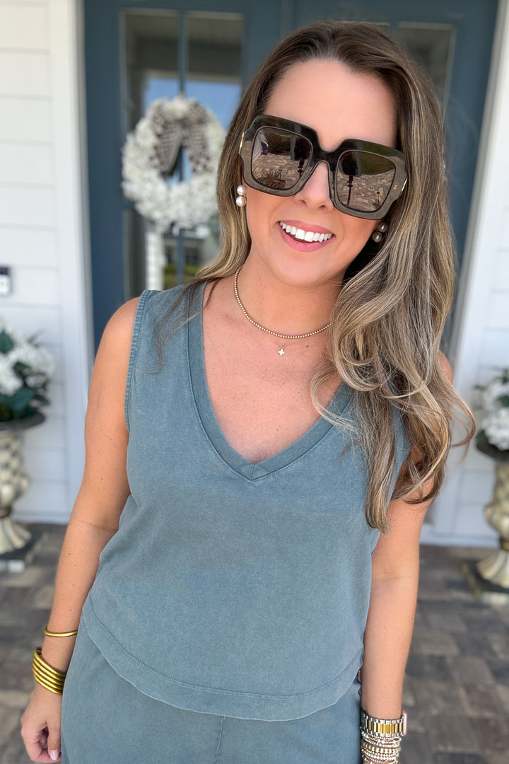 Z Supply: Sloane V-Neck Top - Emerald Cove