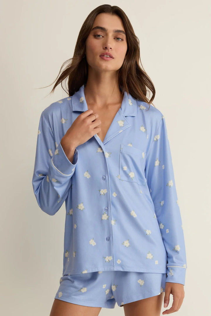 Z Supply: Floral PJ Short - Ice Blue