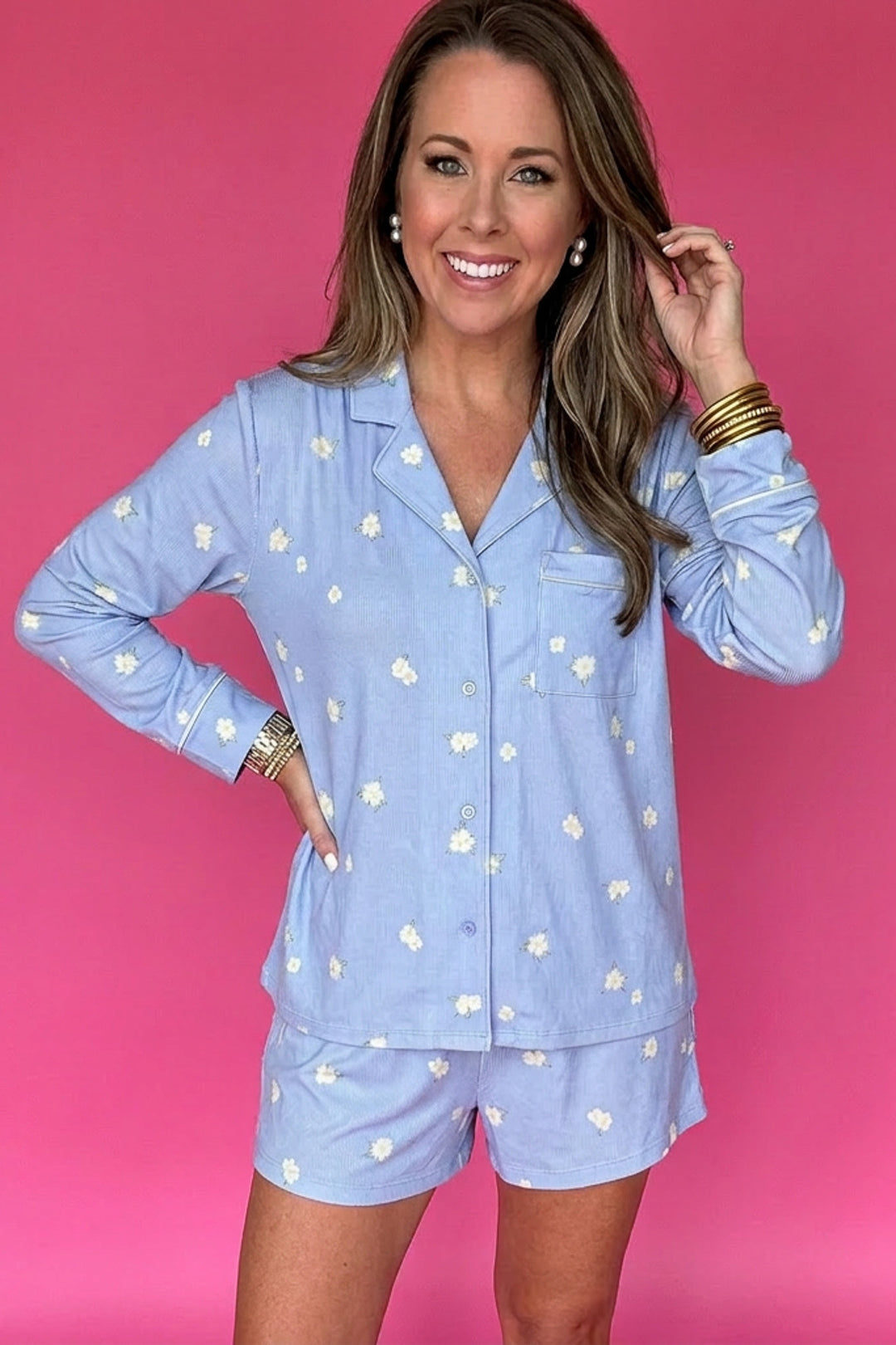 Z Supply: Snuggle PJ Top -  Ice Blue