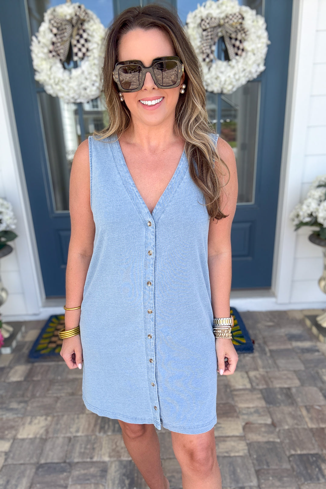 z supply denim mini dress Z SUPPLY Women's Serena Denim Mini Dress, Seaboard Stripe, 100% Cotton