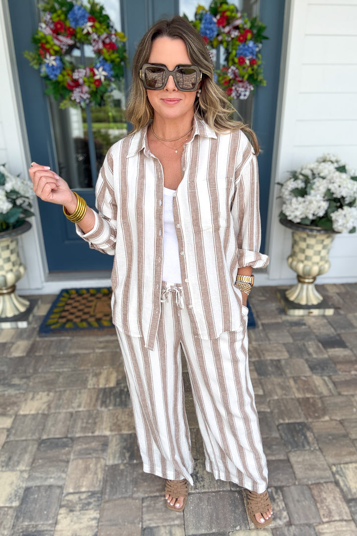 Z Supply: The Perfect Striped Pant - Light Toffee