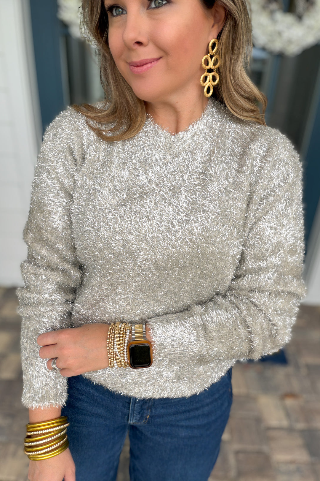 Z Supply: Tinseltown Cropped Sweater- Silver