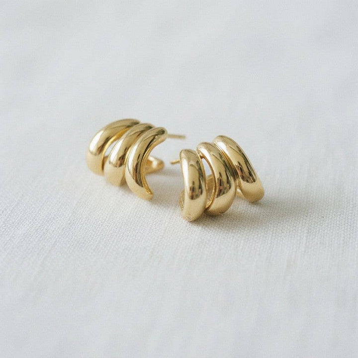 Gold-Toned Abstract Geometric Stud Earrings