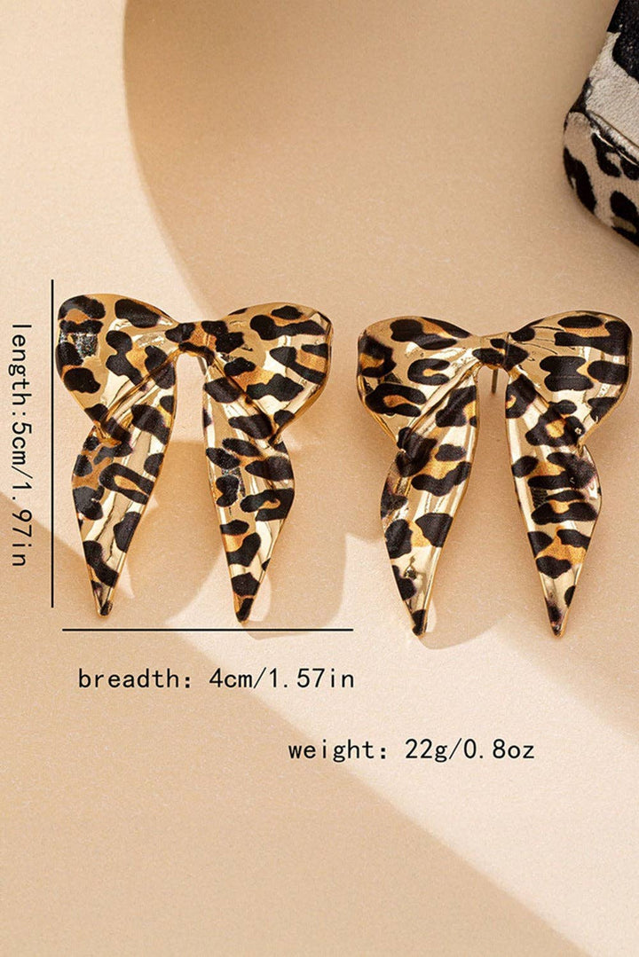 Gold Leopard Print Bow Knot S Earrings