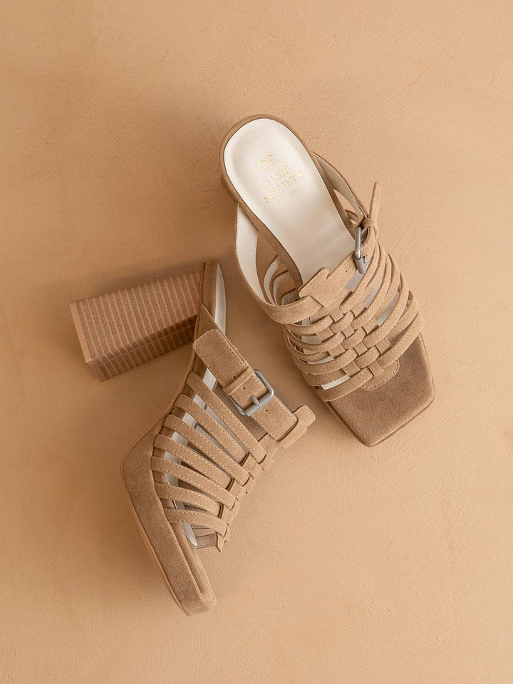 The Rome Basket Weave Heel - Khaki