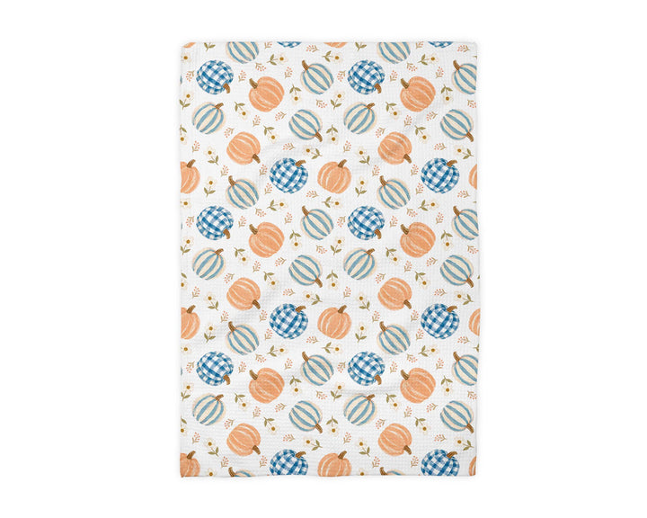 Plaid Pumpkin Chinoiserie Fall Coastal Kitchen Towel Waffle
