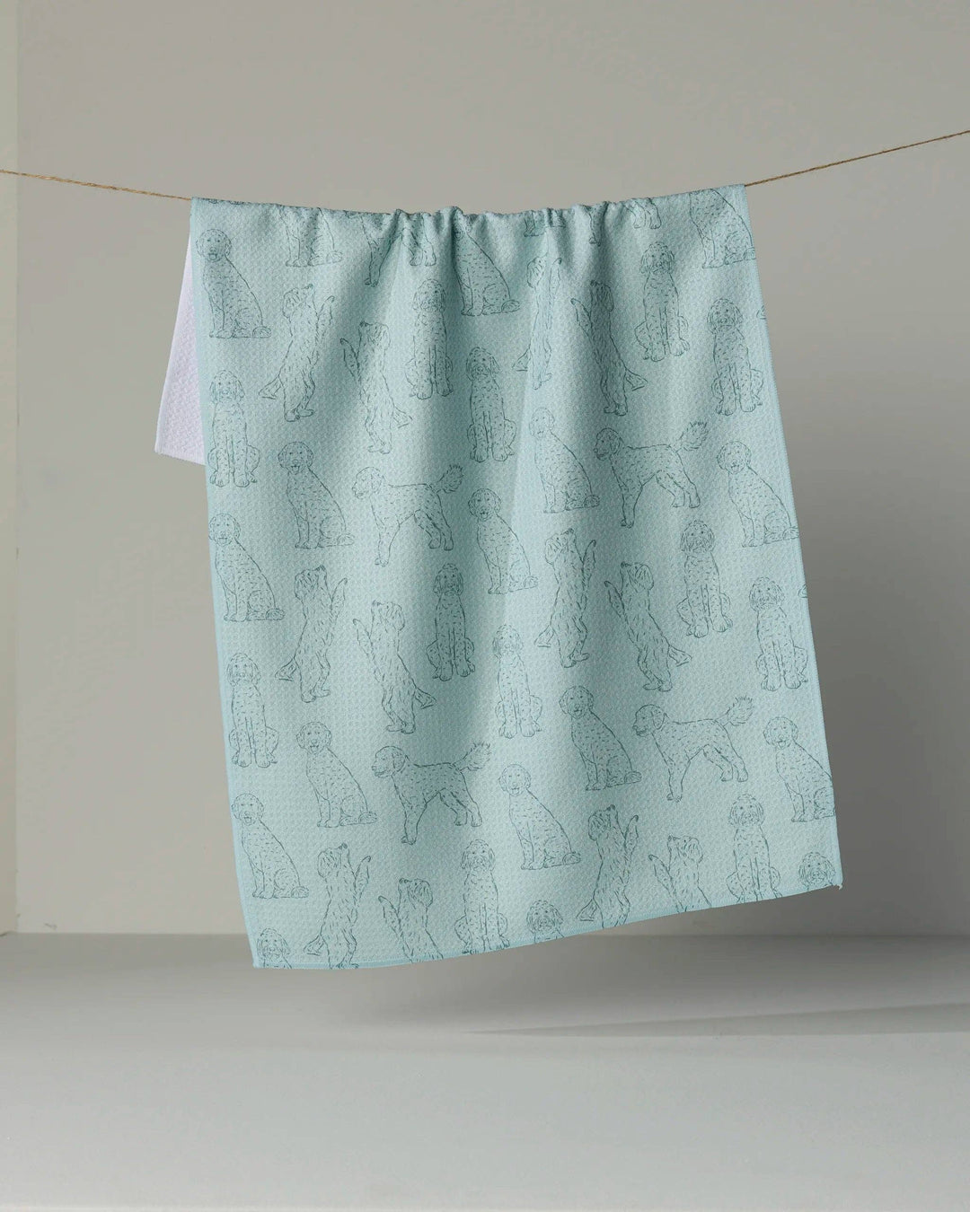 Doodle Pups Tea Towel: Rain