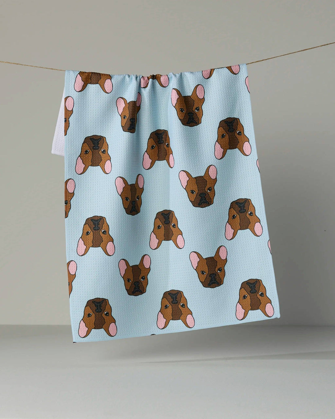 Frenchie Faces Tea Towel: Vanilla