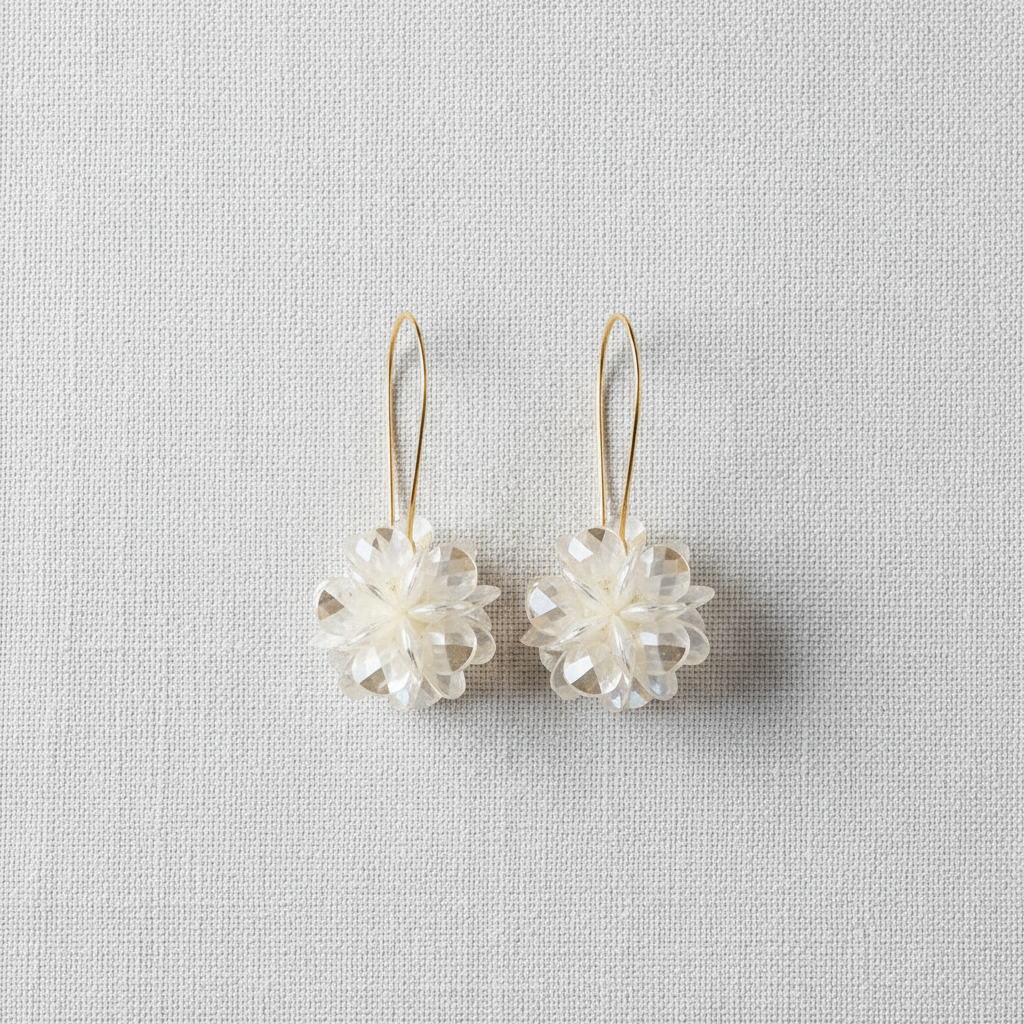 Exaggerated Long Flower Ball Earrings