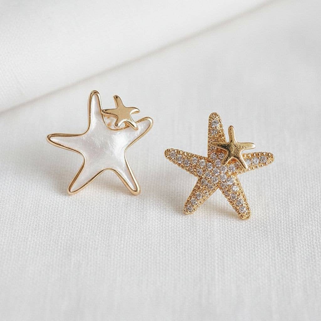 Asymmetrical Star-Shaped Drop Earrings