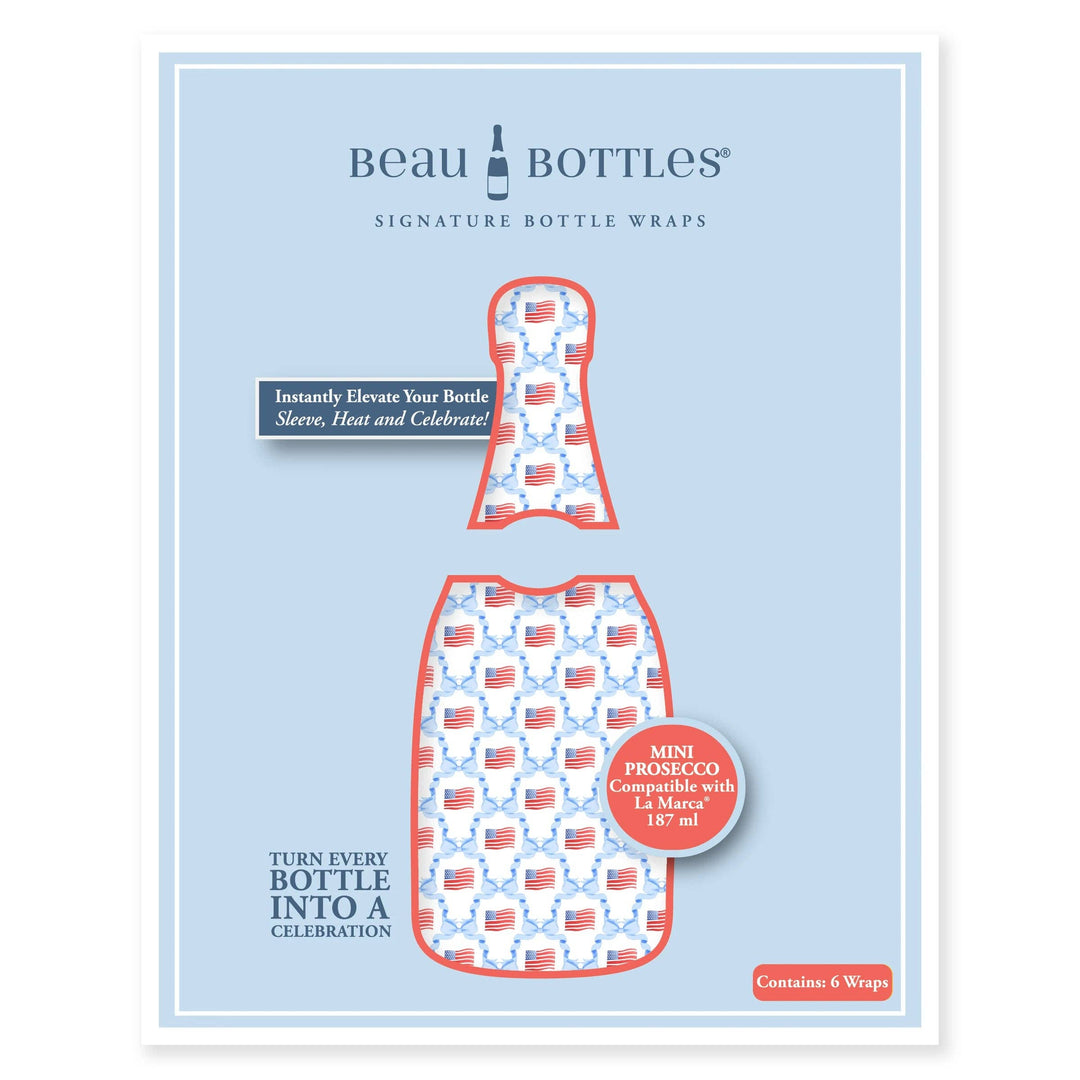 Beau Bottles Flags and Ribbons- MINI Prosecco Collection - Set of 6 (Wraps Only)