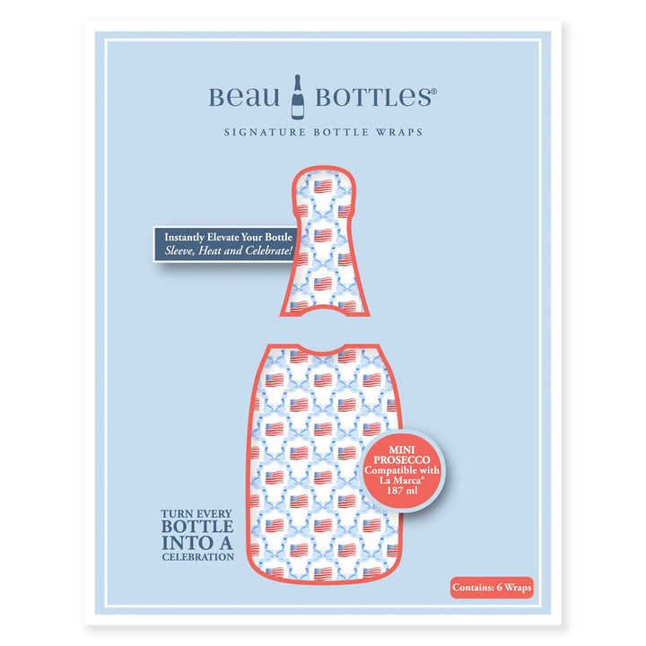 Beau Bottles Flags and Ribbons- MINI Prosecco Collection - Set of 6 (Wraps Only)