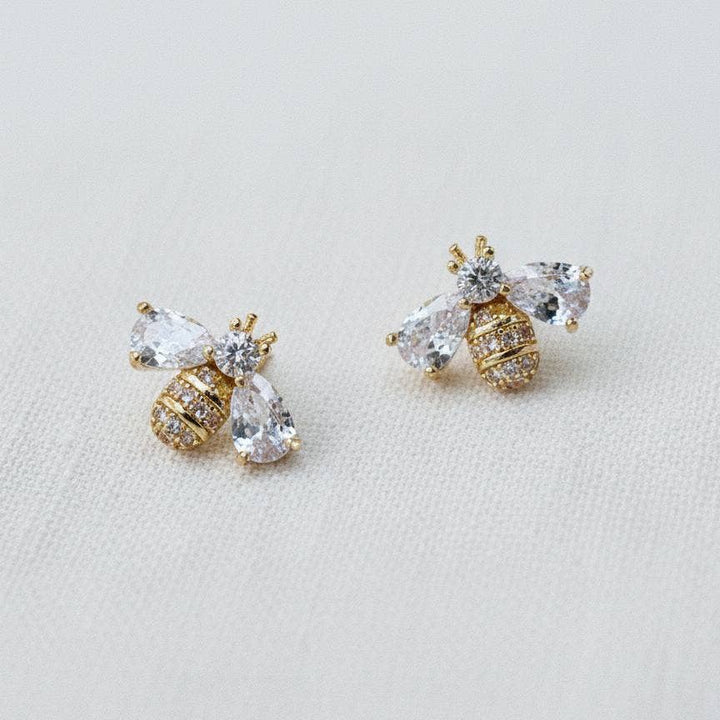 Bee Miniature Cubic Zirconia Stud Earrings - B Social Boutique