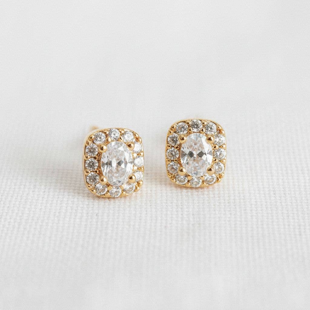 Mini Pave Cubic Zirconia Stud Earrings - B Social Boutique