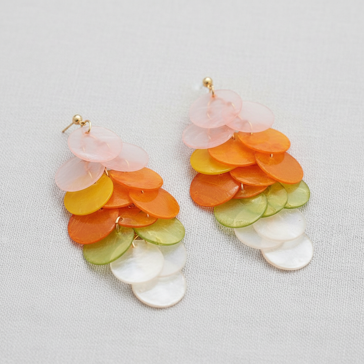 Oceanic Shell Geometric Tassel Earrings