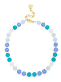 Multicolor Glass Bead Collar Necklace: PNK/MLT