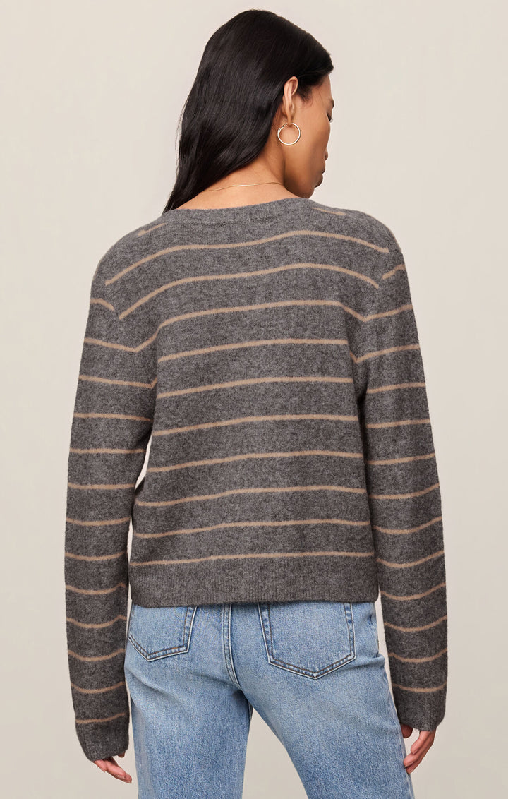 Z Supply: Medina Stripe Cardigan - Charcoal Heather