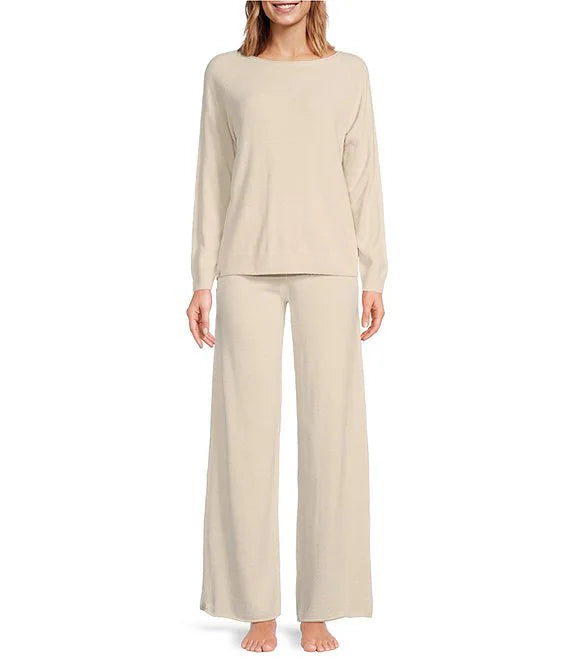 Barefoot Dreams: Cozychic Ultra Lite - Jersey Pullover and Wide-Leg Pant Lounge Set - Sand Dune