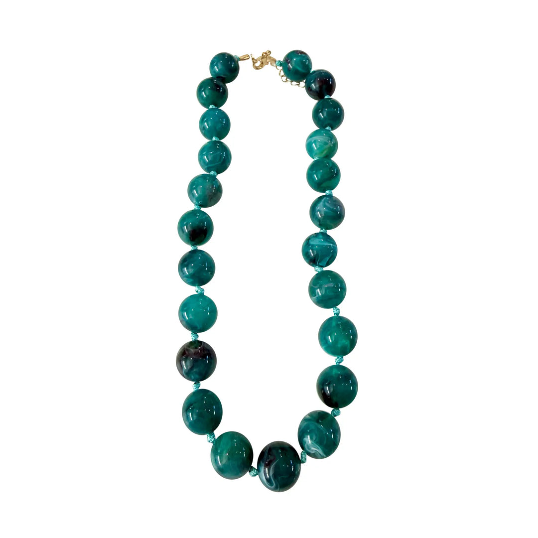 Mabry Chunky Beaded Necklace- Teal