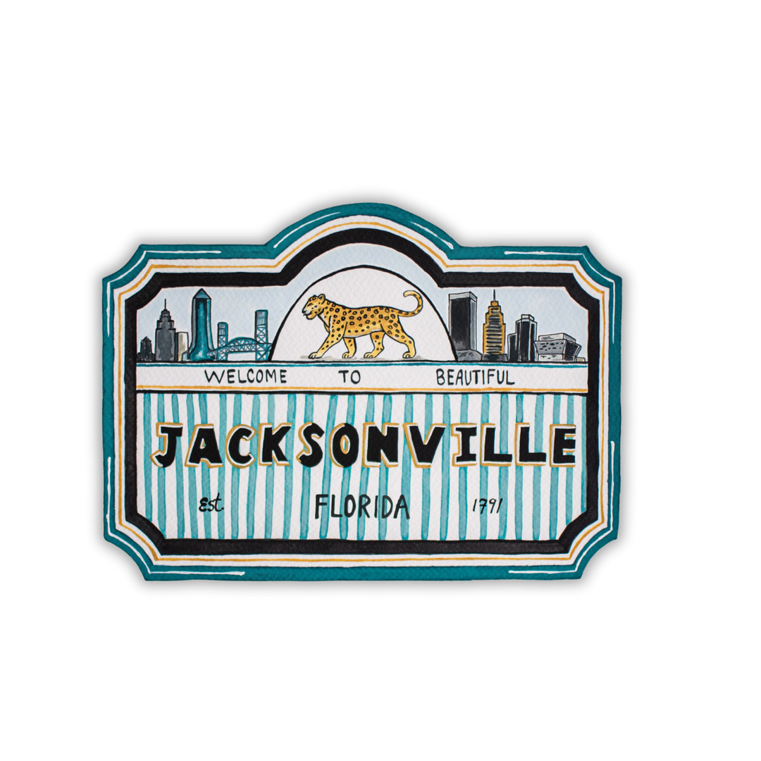 Jacksonville Sign Sticker: 3" × 3"