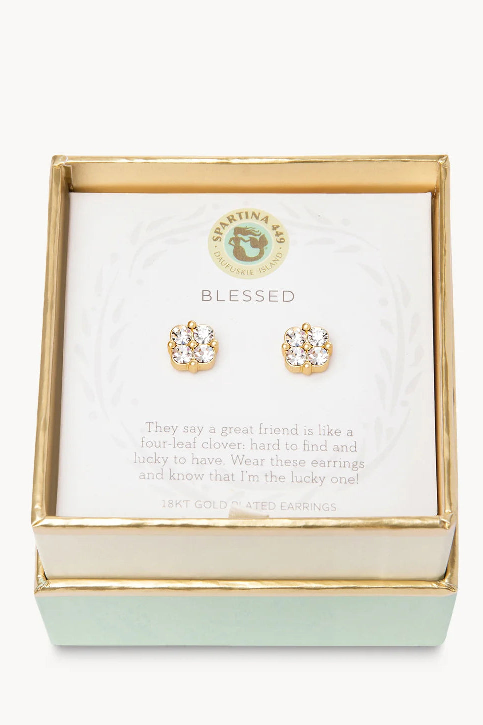 Spartina 449: Sea La Vie Stud Earrings Blessed/Crystal Clover - B Social Boutique