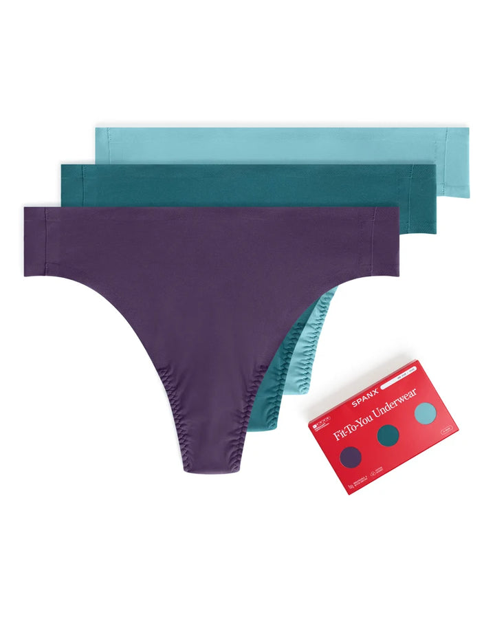 Spanx: SPANXsmooth™ Fit-To-You Thong 3-Pack Box - Blue Pack