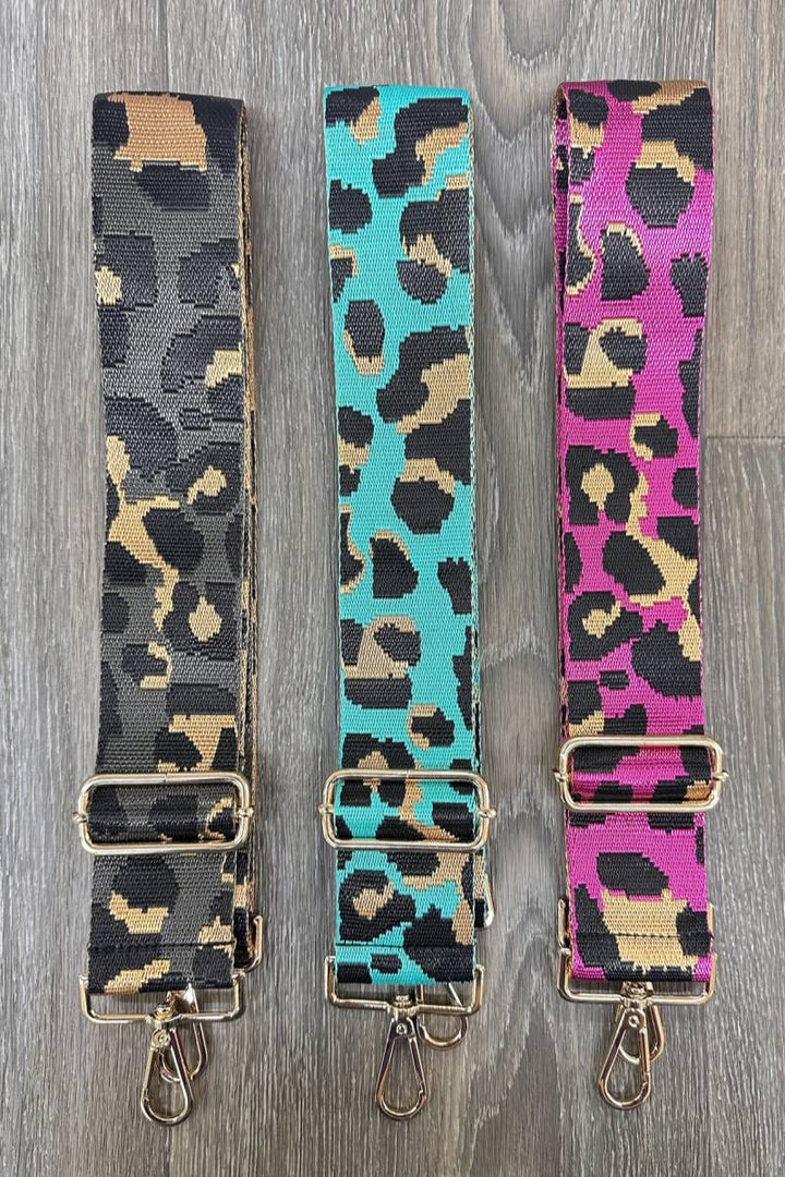 LEOPARD KNIT EMBROIDERED BAG STRAP