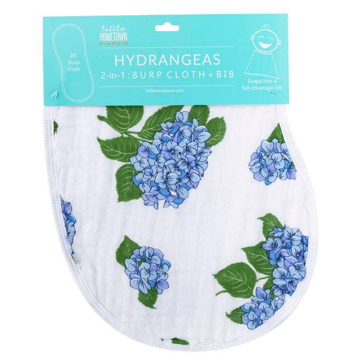 Hydrangeas Baby Burp Cloth and Bib 2 in 1