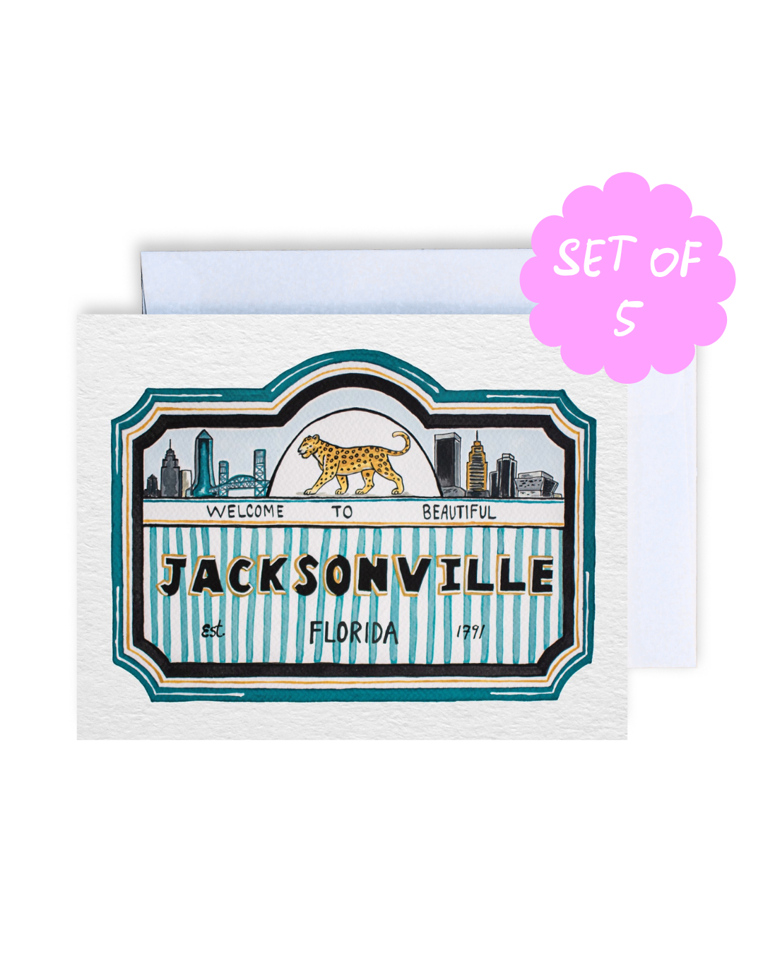 Jacksonville Sign Greeting Card Set of 5