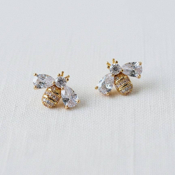 Bee Miniature Cubic Zirconia Stud Earrings - B Social Boutique