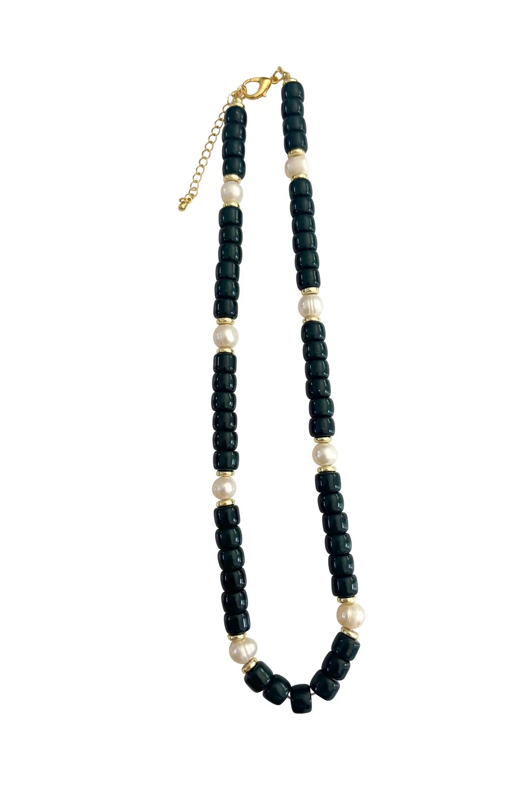 Victory Beaded Pearl Necklace- Black