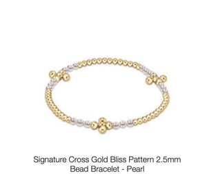 enewton: Signature Cross Gold Bliss Pattern 2.5mm - Pearl