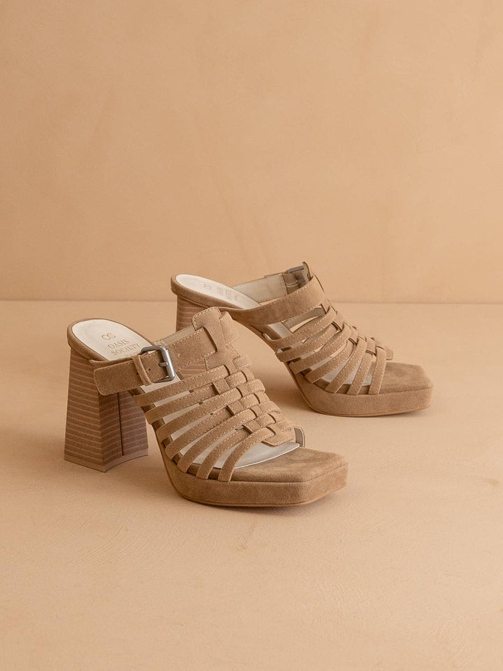 The Rome Basket Weave Heel - Khaki