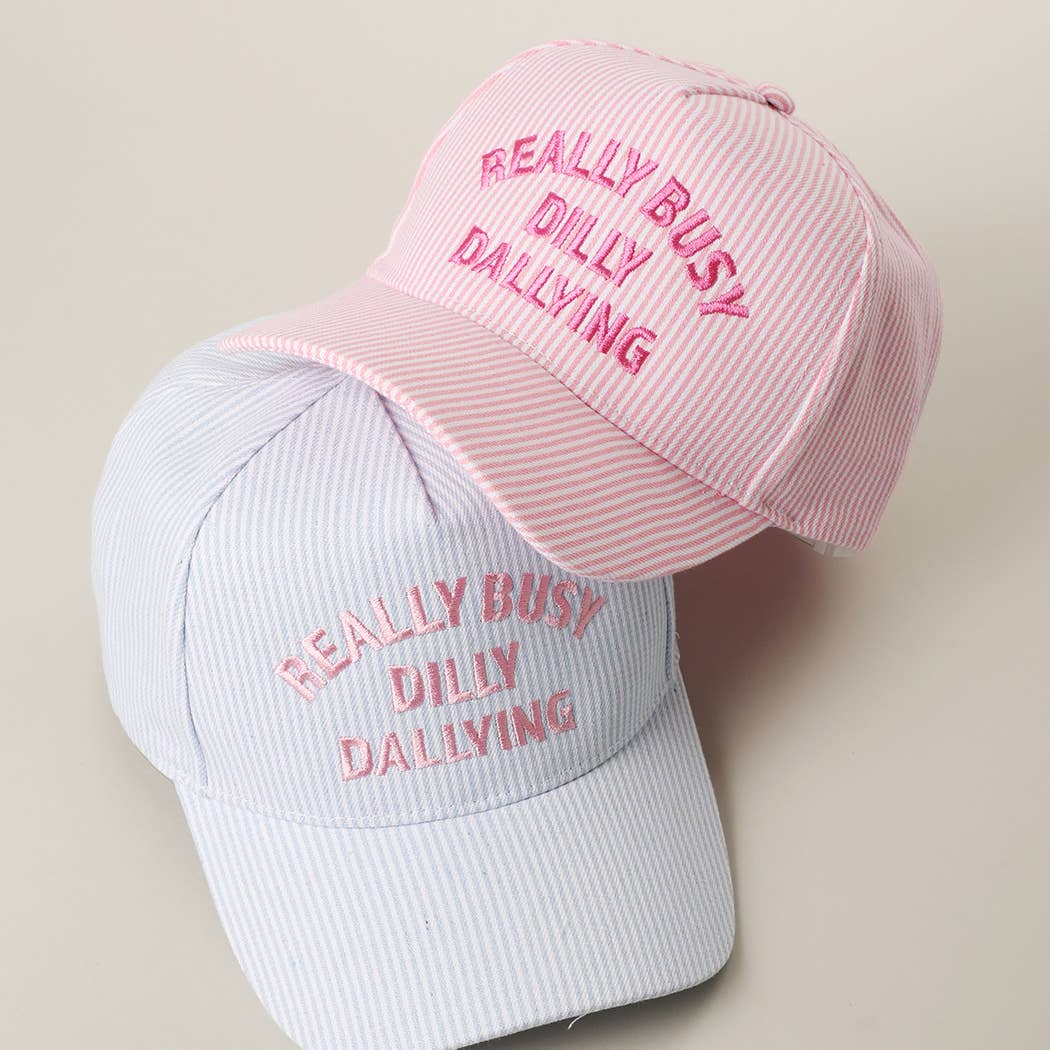 REALLY BUSY DILLY DALLYING Seersucker Stripe Hat: PINK - B Social Boutique