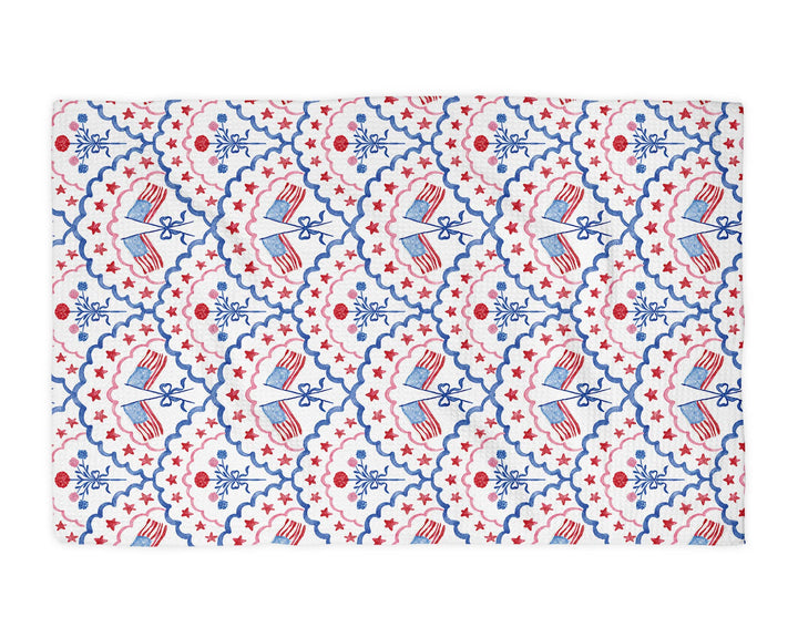 4th July Patriotic Red White Blue Flag Kitchen Towel Waffle