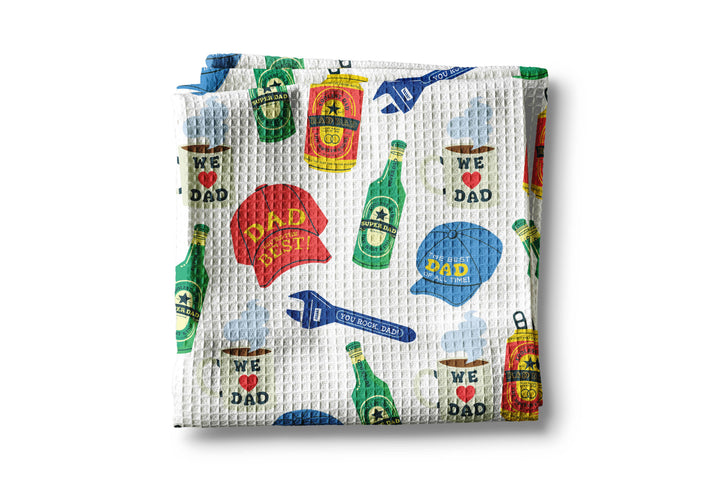 Fathers Day Dad Collage Kitchen Towel Summer Cookout Gift