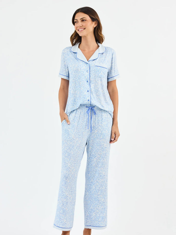 Women's Charlotte PJ Pants Set | Meadow Line Blue Stripe