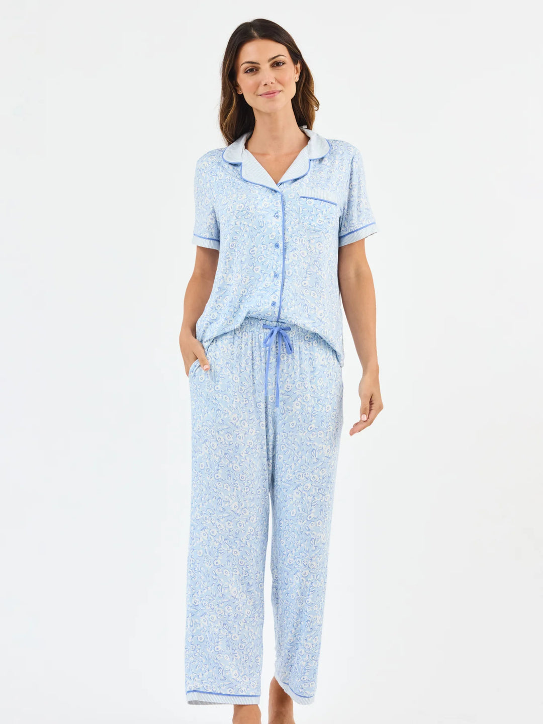 Women's Charlotte PJ Pants Set | Meadow Line Blue Stripe