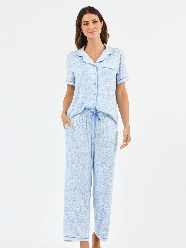 Women's Charlotte PJ Pants Set | Meadow Line Blue Stripe