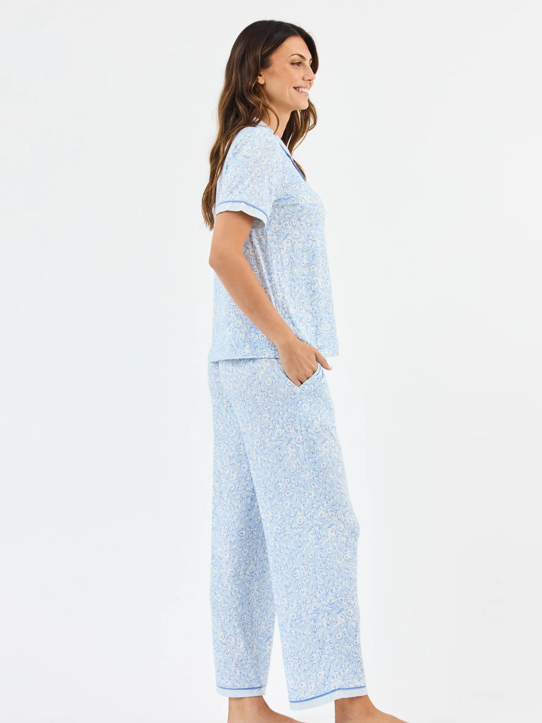 Women's Charlotte PJ Pants Set | Meadow Line Blue Stripe