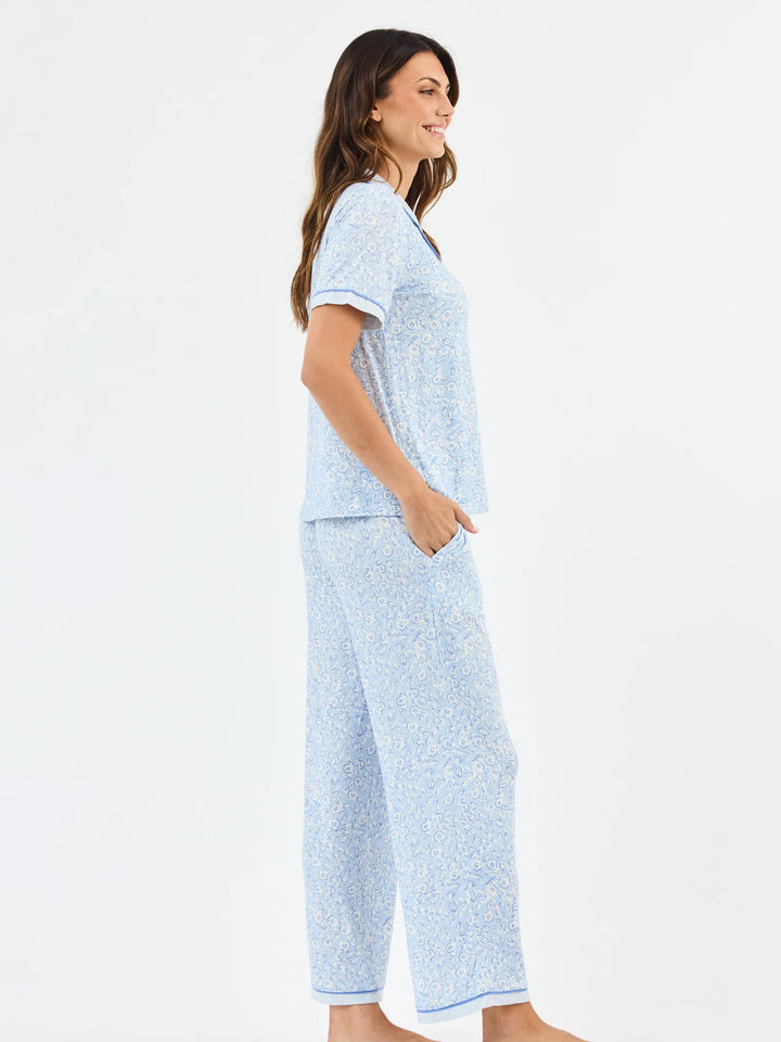 Women's Charlotte PJ Pants Set | Meadow Line Blue Stripe