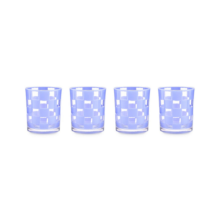 MacKenzie Childs: Blue Check Acrylic Tumblers, Set of 4