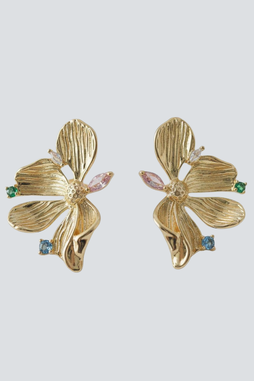 Floral-Inspired Colorful Gemstone Drop Earrings