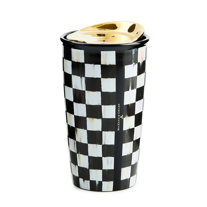 MacKenzie Childs: Courtly Check Ceramic Travel Cup