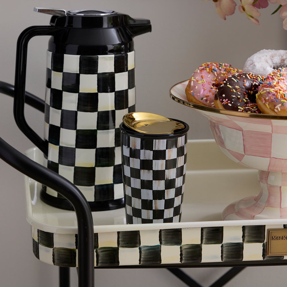 MacKenzie Childs: Courtly Check Ceramic Travel Cup