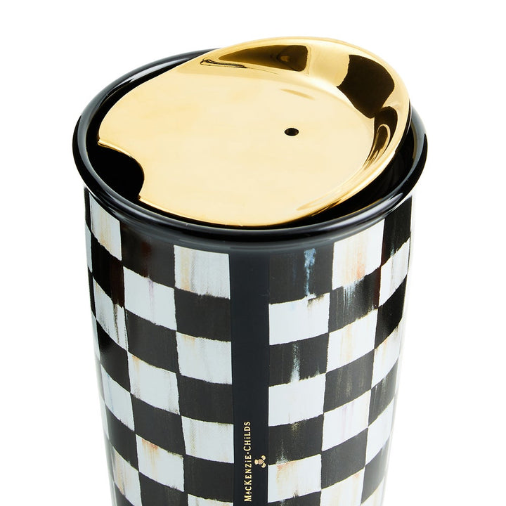 MacKenzie Childs: Courtly Check Ceramic Travel Cup
