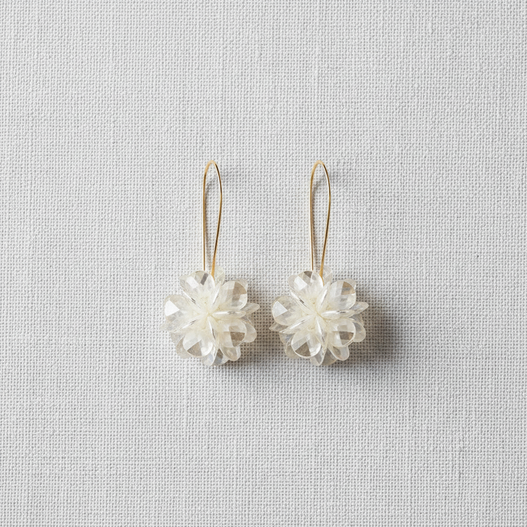 Exaggerated Long Flower Ball Earrings